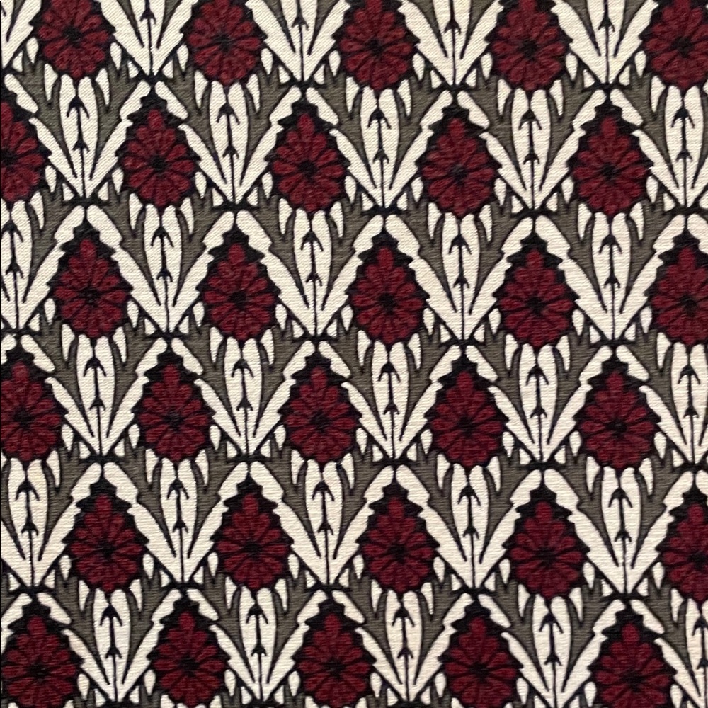 LOFT Maroon‎ and Cream Patterned Midi Dress - Picture 3 of 5